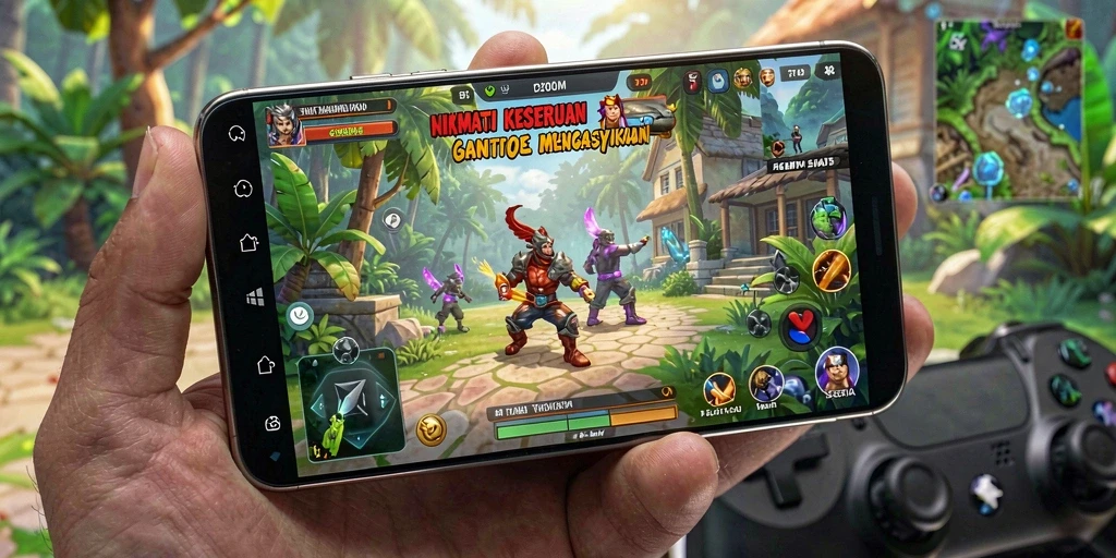 Tampilan gameplay D200M yang ceria dan menghibur.