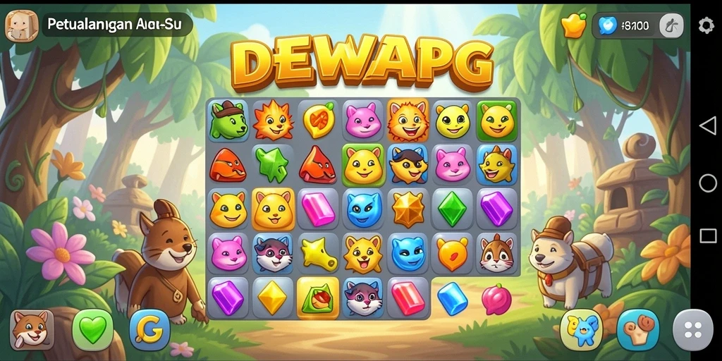 Screenshot dari gameplay DEWAPG yang penuh warna dan menantang.