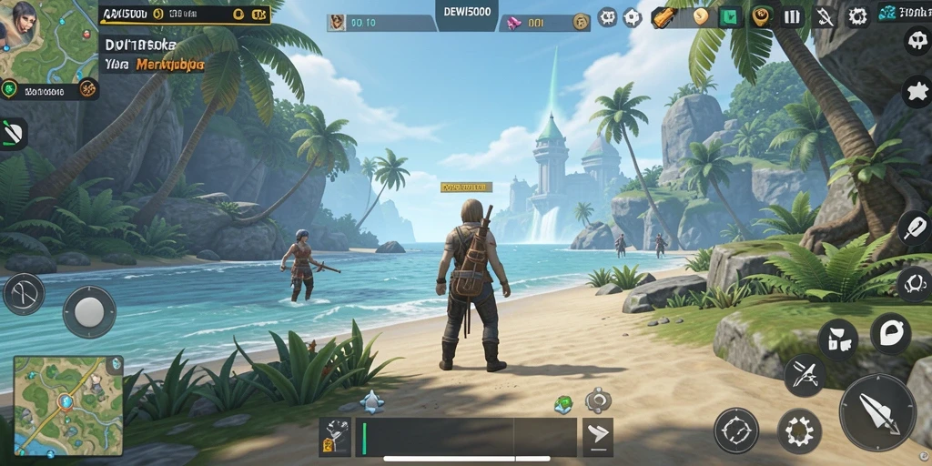 Gameplay DEWI5000 dengan eksplorasi dunia yang luas dan menakjubkan.