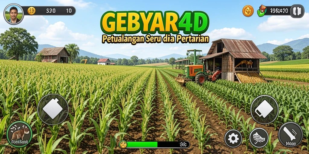 Screenshot utama GEBYAR4D menampilkan gameplay bertani yang menawan.