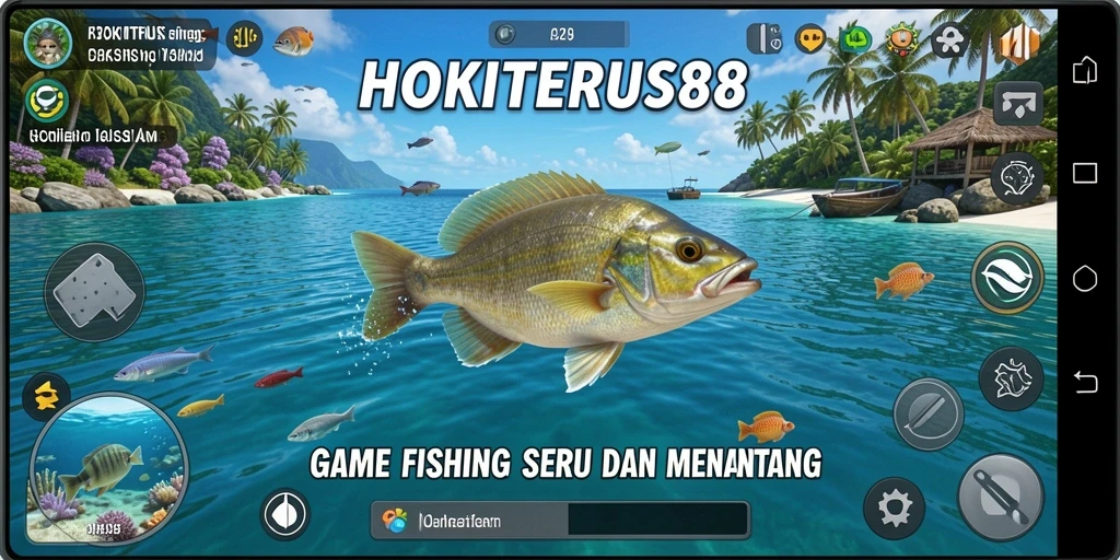 Tampilan gameplay <strong>HOKITERUS88</strong> menunjukkan aksi memancing yang menarik.