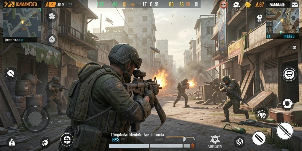 Screenshot aksi seru dalam permainan FPS IDAMANTOTO.