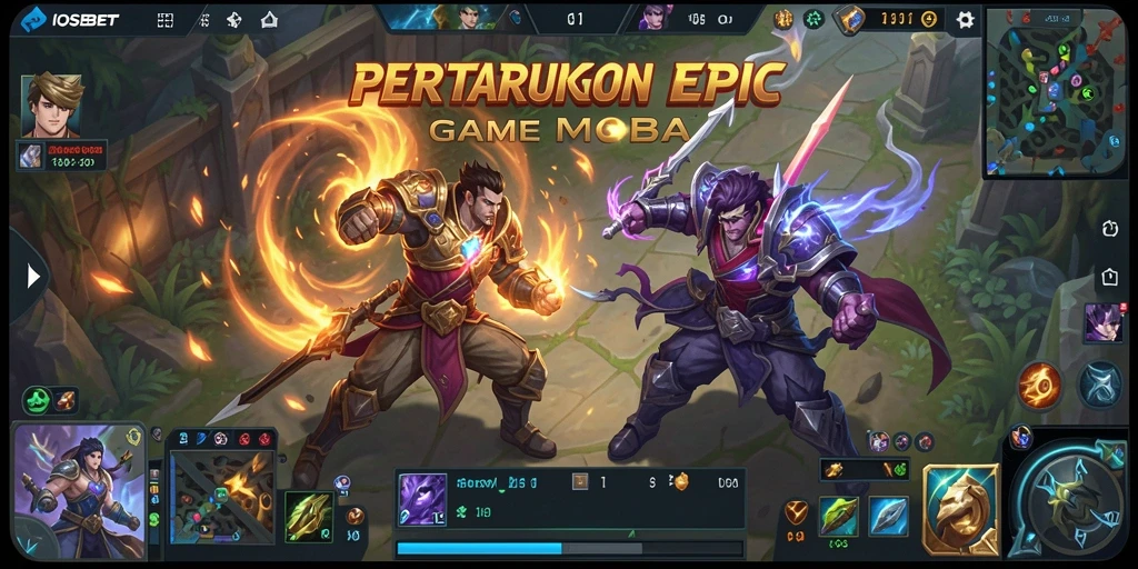 Screenshot menunjukkan aksi intens dari gameplay MOBA.