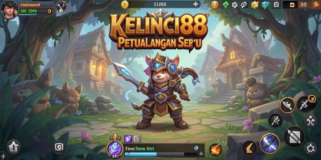 Tangkapan layar KELINCI88 menampilkan pertarungan seru di dunia fantasi.