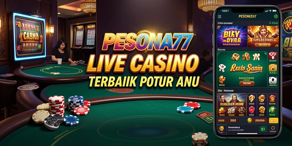 Screenshot PESONA77 menampilkan dealer profesional dalam sesi Live Casino yang menarik.