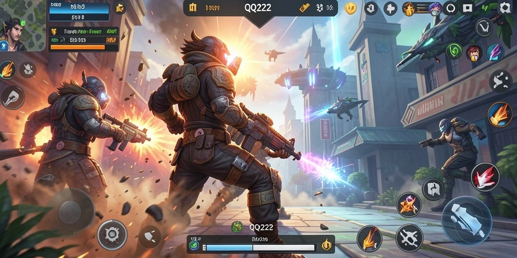 Tampilan action-packed dari gameplay di QQ222.