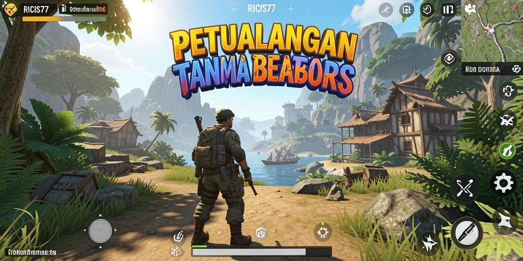 Tampilan gameplay RICIS77 menunjukkan eksplorasi dunia terbuka yang luas.