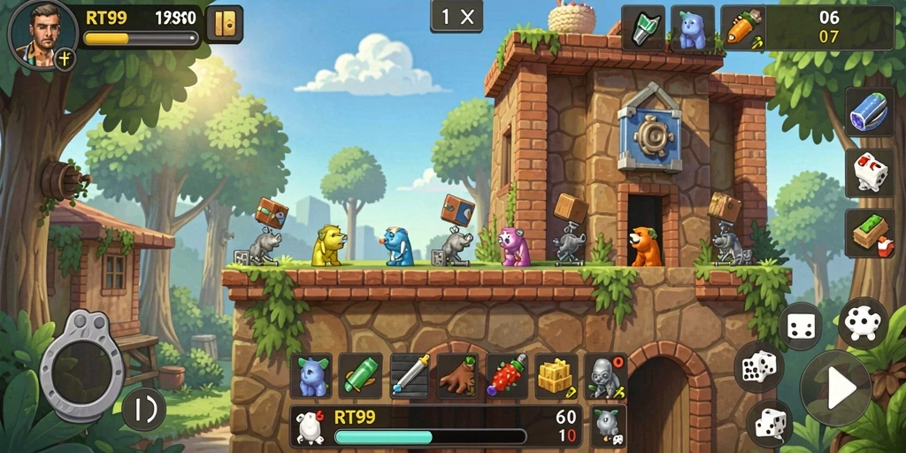 Tampilan permainan RT99 yang menantang dalam genre Puzzle.