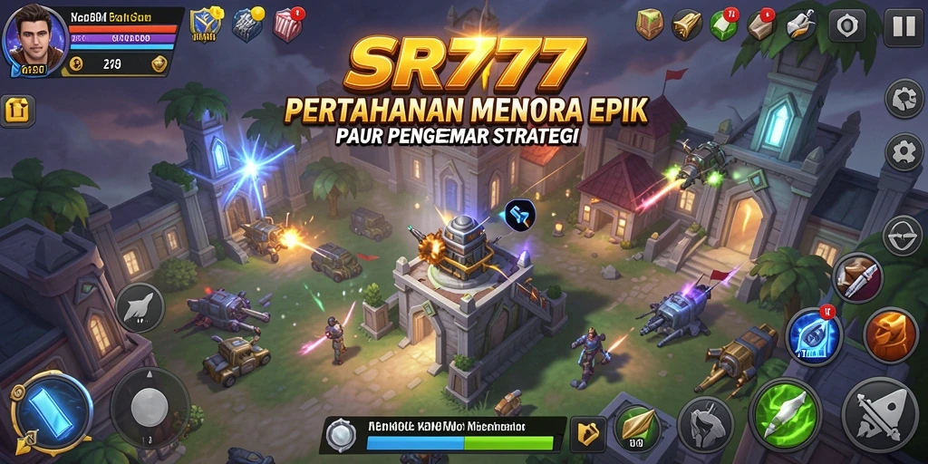Tampilan gameplay Tower Defense yang menegangkan dan strategis dalam SR777.