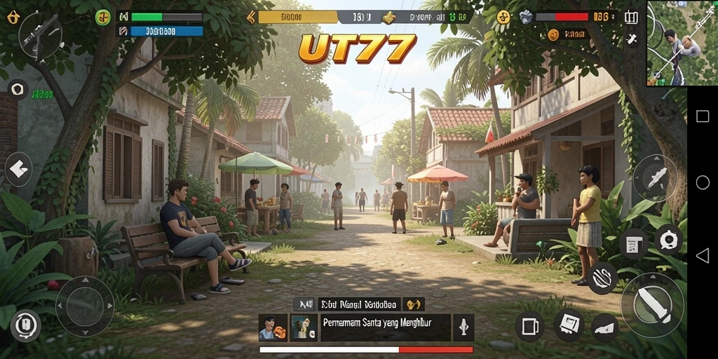 Tampilan gameplay UT77 yang ceria dan menghibur.